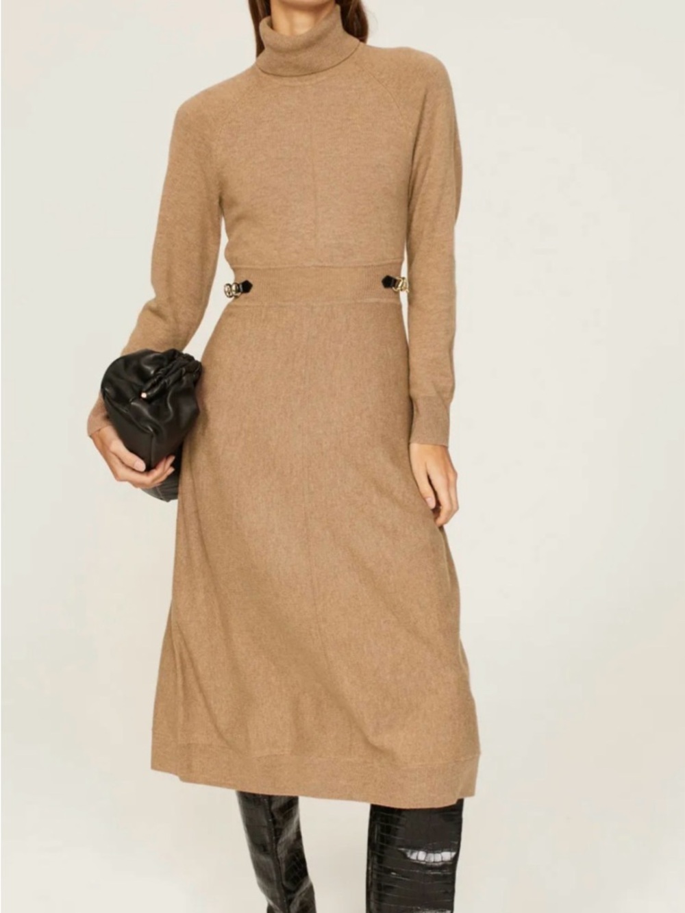 Derek Lam Camel Turtleneck Midi Dress